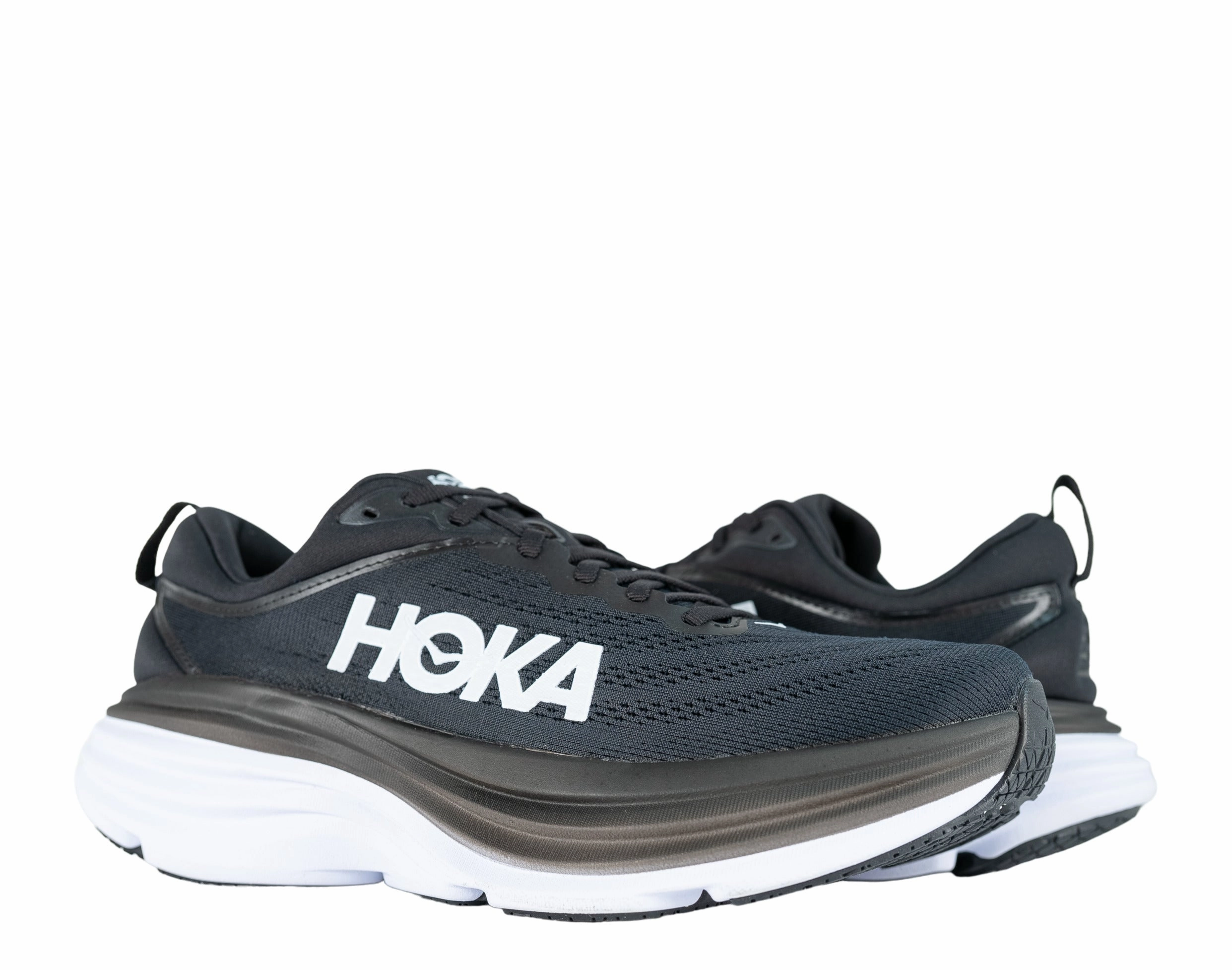 Hoka Bondi 8 Men's Running Shoes 1123202-BWHT Black White lightweight sole shoes