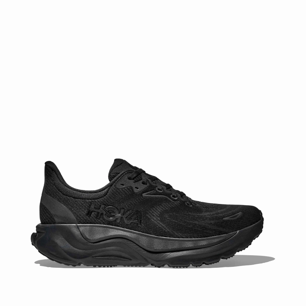 Minimal Build Hoka Women's Arahi 8 Sneaker in Black/Black
