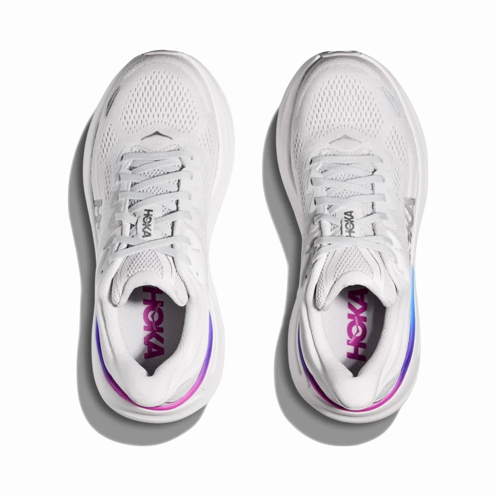 loafers Turn Step Hoka Women's Bondi 9 Sneaker in Cosmic Grey/White