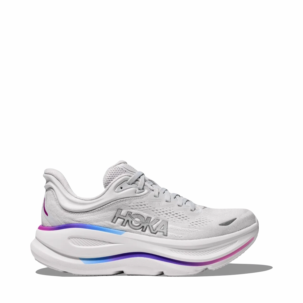 Hoka Women's Bondi 9 Sneaker in Cosmic Grey/White Port Run School Jog