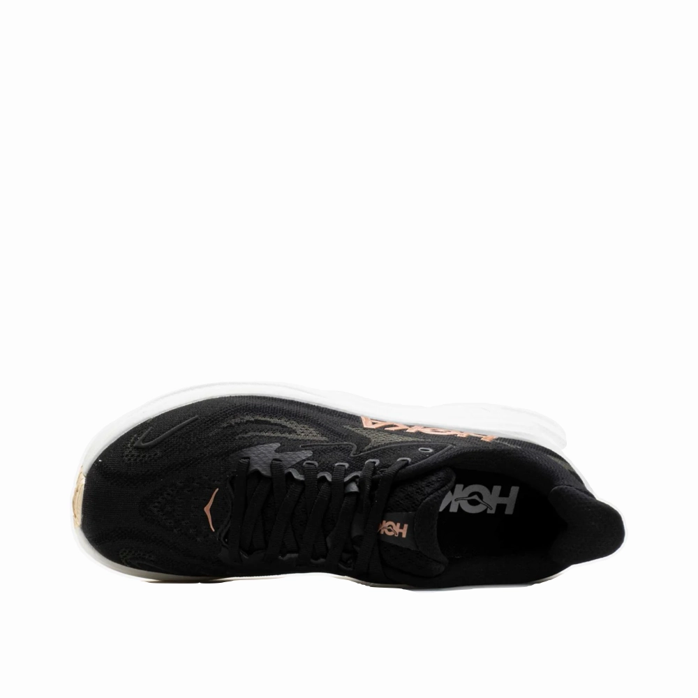 Relax Step Fall Wardrobe Hoka Women's Clifton 10 Sneaker in Black/Rose Gold