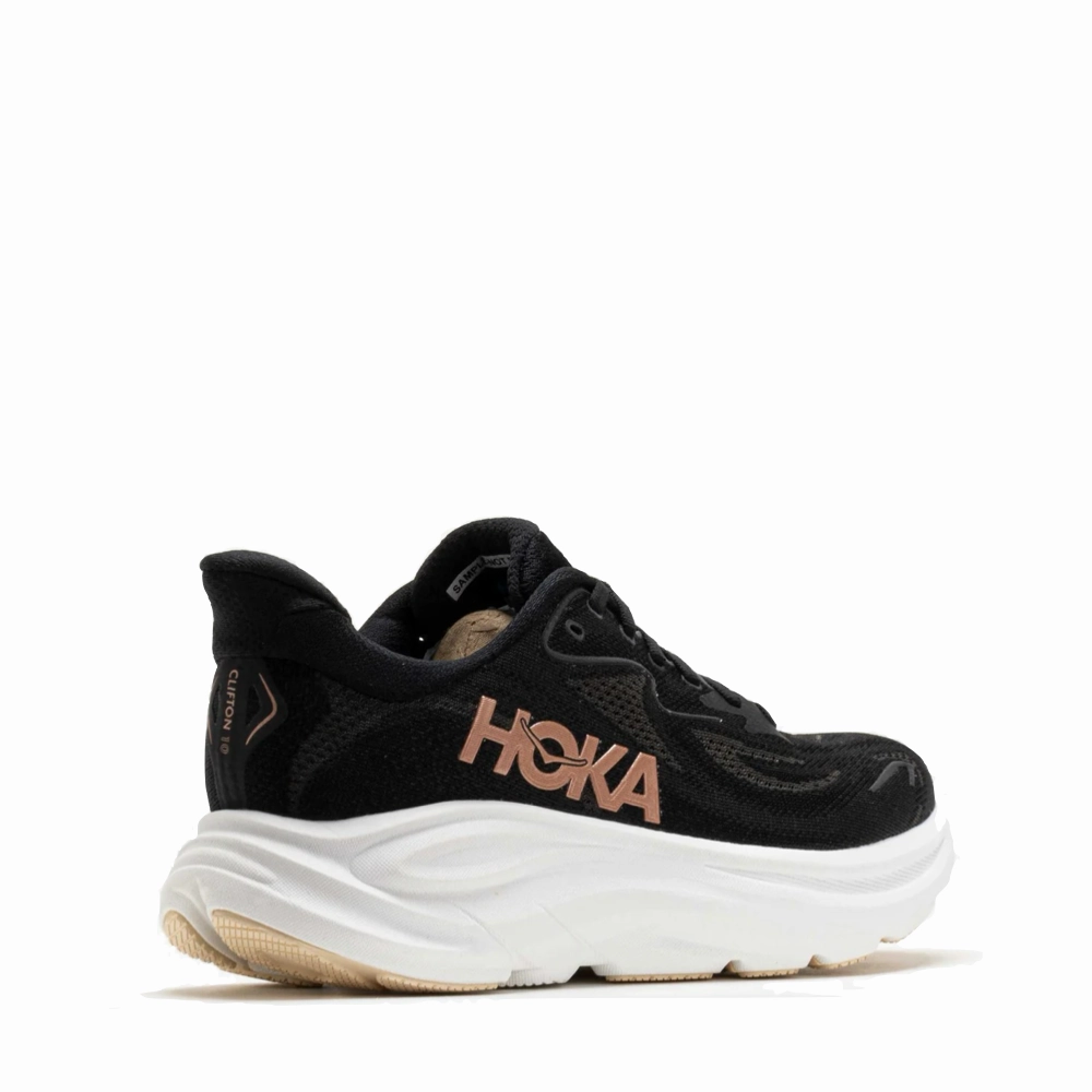 Pet Jog Practical Use Hoka Women's Clifton 10 Sneaker in Black/Rose Gold