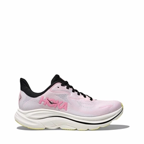 Hoka Women's Clifton 10 Sneaker in Carnation/Starlight Glow Reinforced heel Step Ready