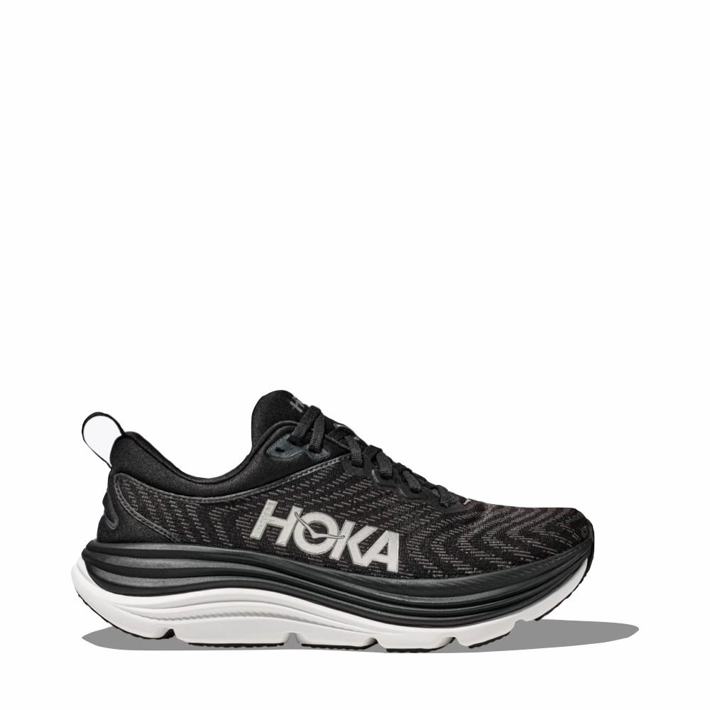 Hoka Women's Gaviota 5 Running Sneaker in Black/White Supportive Cushion