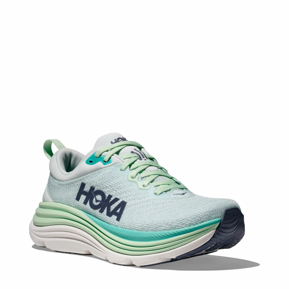 Hoka Women's Gaviota 5 Running Sneaker in Snow Melt/Cielo Blue Function Meets Mobile Steps