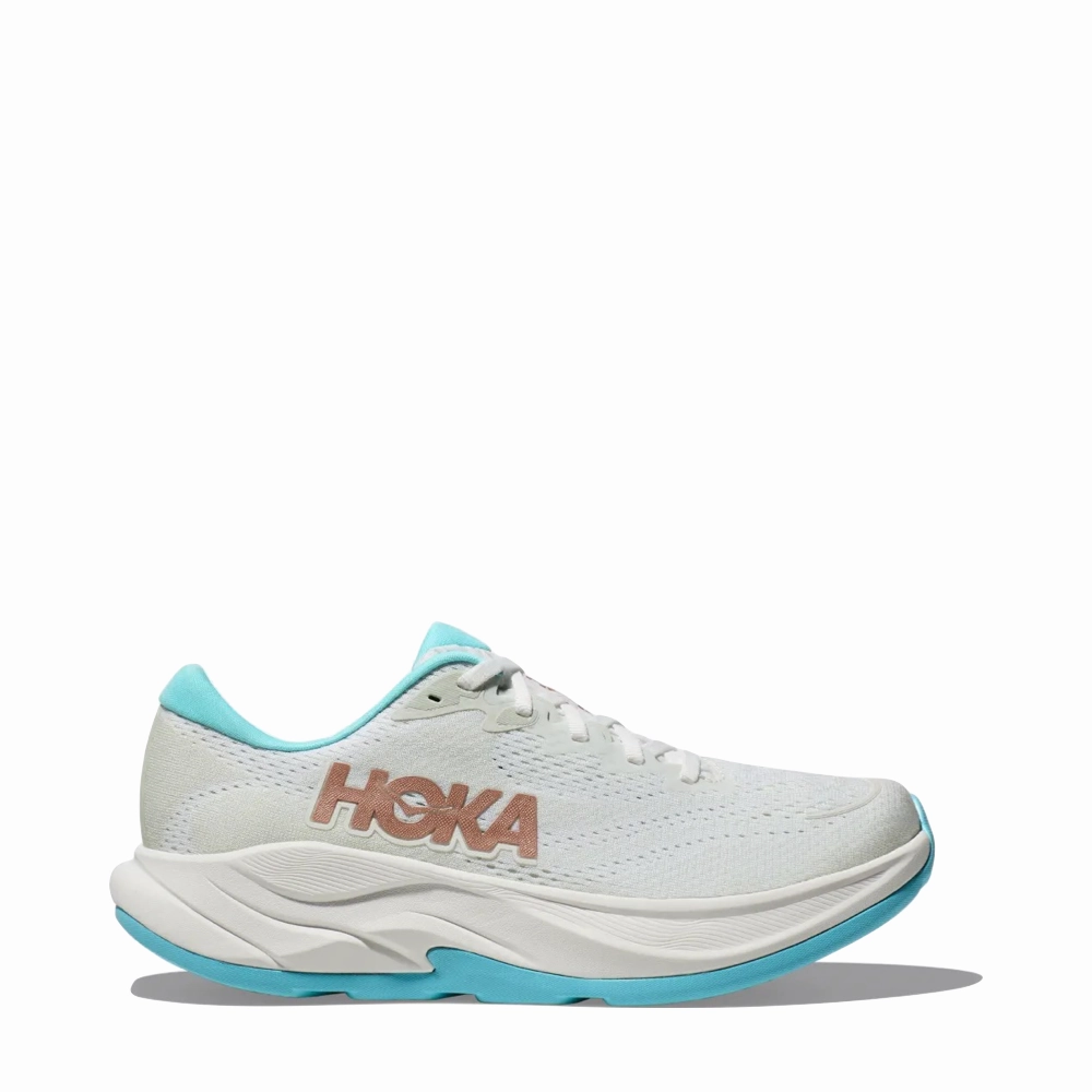 All Season Use Hoka Women's Rincon 4 Sneaker in Frost/Rose Gold