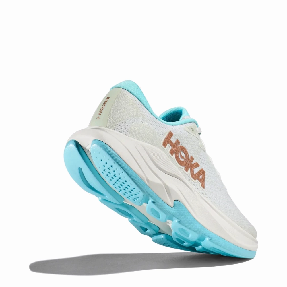 Hoka Women's Rincon 4 Sneaker in Frost/Rose Gold Bridge Trek Comfortable Design Shoes