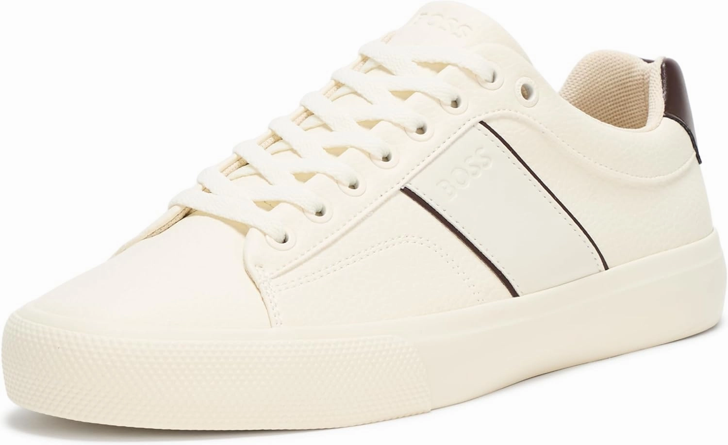 Hugo Boss Men's Aiden Tennis Sneaker, Cream logo - sequined shoes Lace   Up