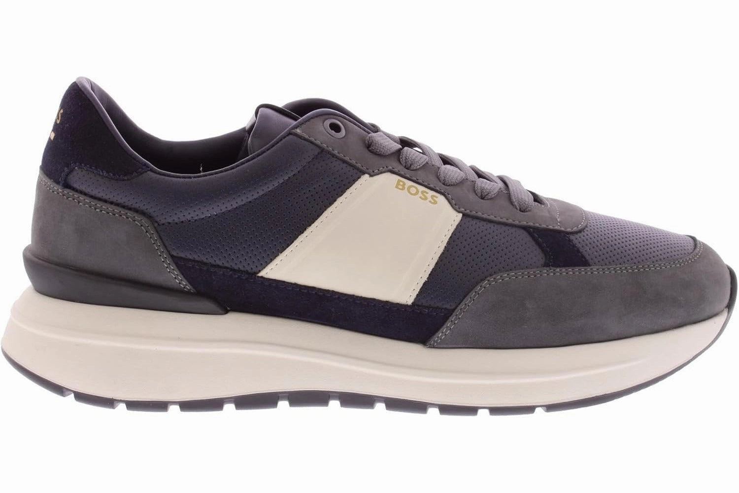Hugo Boss Men's Jace Suede Running Sneakers, Blue/Grey loose fit shoes