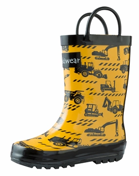 Construction Vehicles Loop Handle Rubber Rain Boots Open Toe Pumps Bridal Heel Sandals