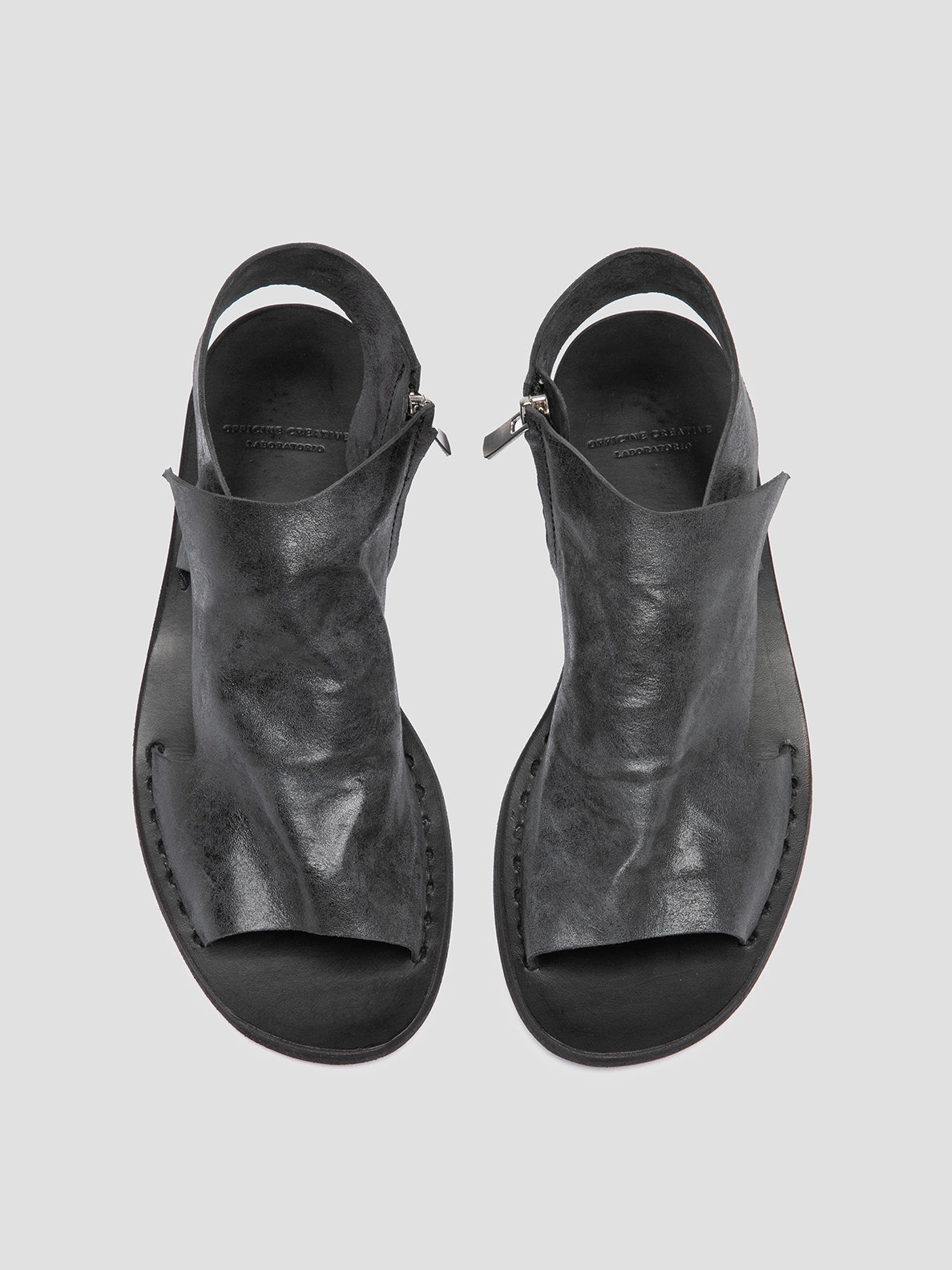 ITACA 033 - Black Leather Sandals studded