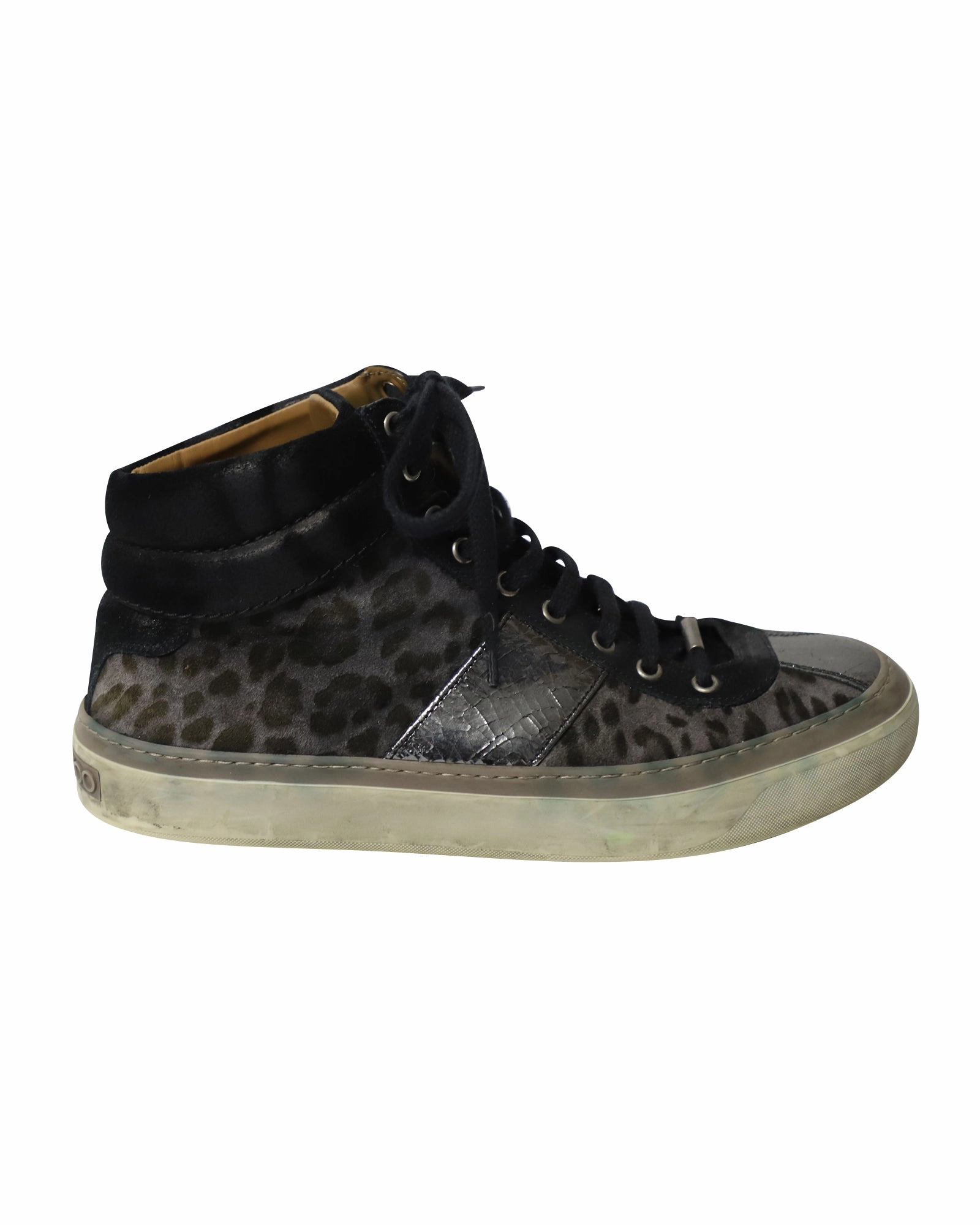Jimmy Choo Belgravia Leopard High Top Trainers in Multicolor Leather metatarsal - support running shoes