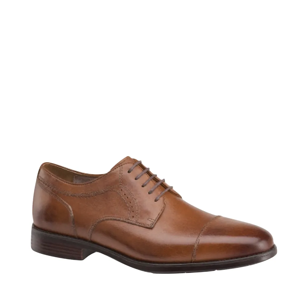 Johnston & Murphy Men's Branning Cap Toe Waterproof Oxford in Tan Wind Guard