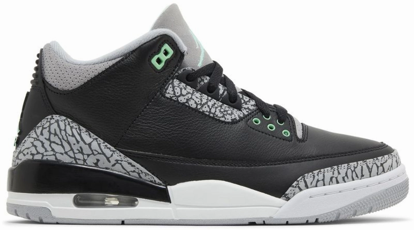 Jordan 3 Retro Green Glow mythological - themed running shoes