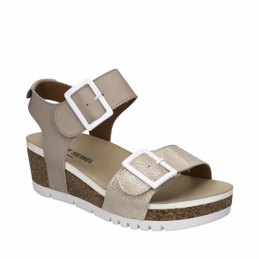 Josef Seibel Women's Quinn 02 Wedge Sandal in Creme Evening Out
