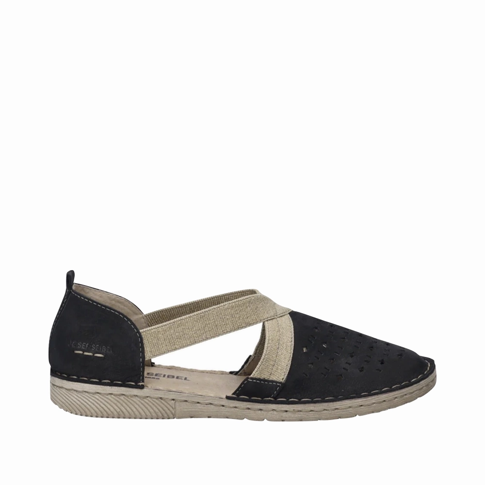 Dynamic Grip Josef Seibel Women's Sofie 44 Cross Strap Slip On in Black