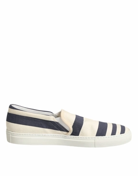 Anatomical fit Reinforced toe Jucca blue Striped Canvas Men Low Top Casual Men's Shoes (Pre-Owned)