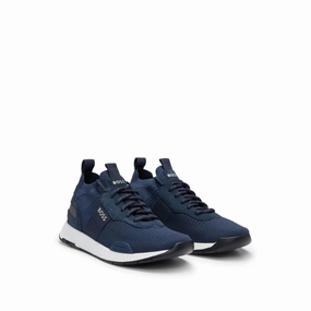 amateur - use shoes Anti   Abrasion Knitted-upper trainers with branding and suede trims