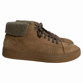Lanvin Nubuck Shear-Lined High-Top Sneakers in Brown Suede Superior Comfort efficient - running