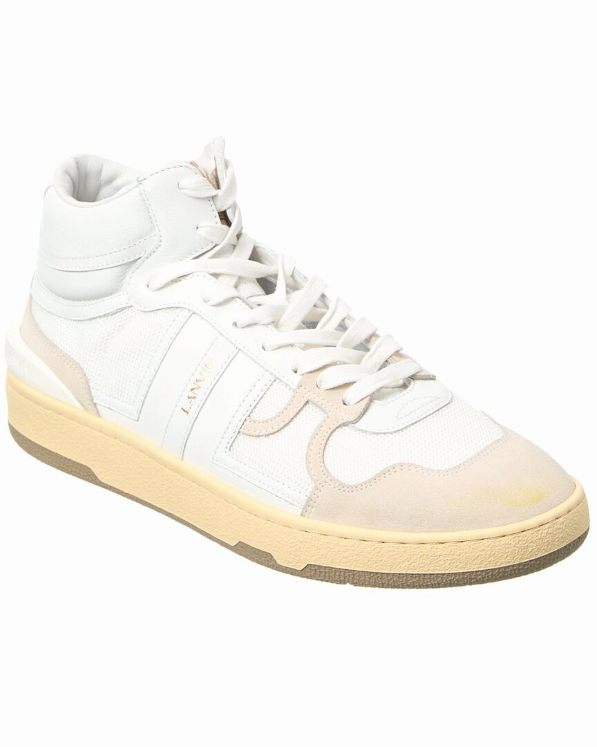 LANVIN Tennis Leather & Mesh High-Top Sneaker functional - design shoes Muddy - trail running