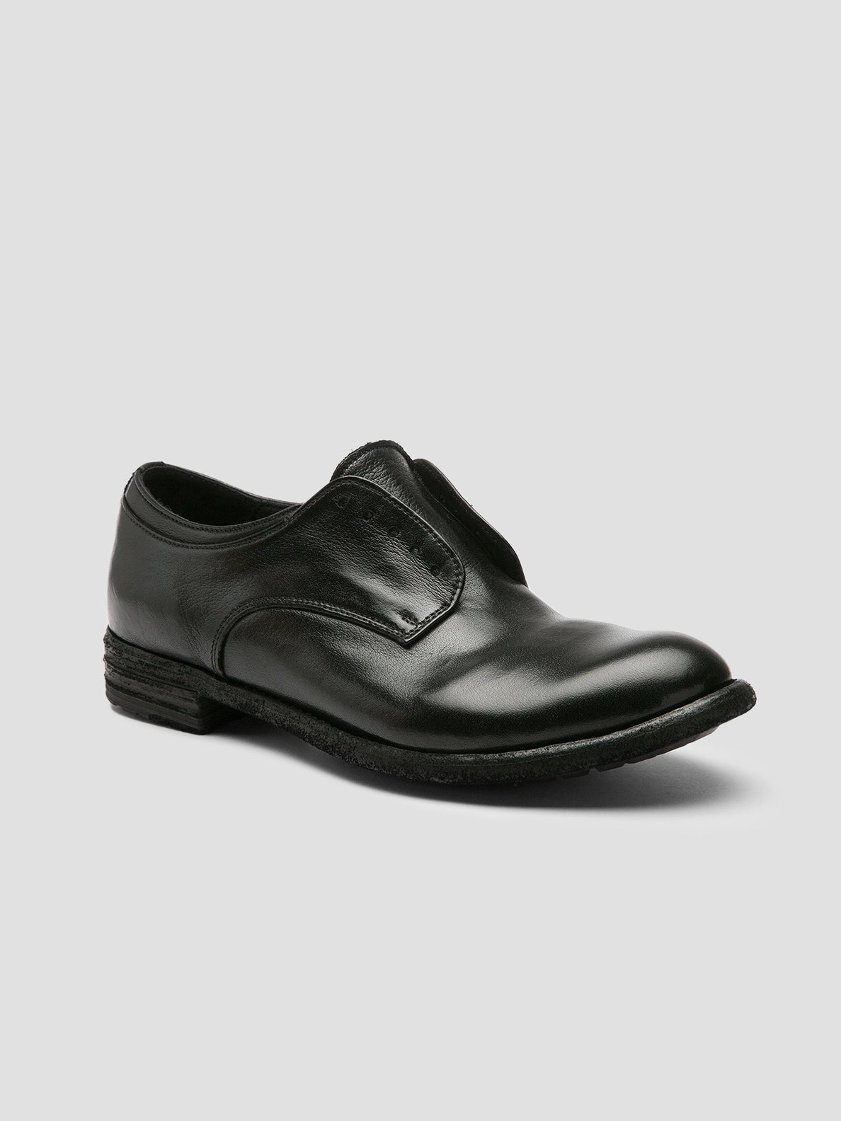 LEXIKON 012 - Black Leather Derby Shoes Metal Accents Deep Hue