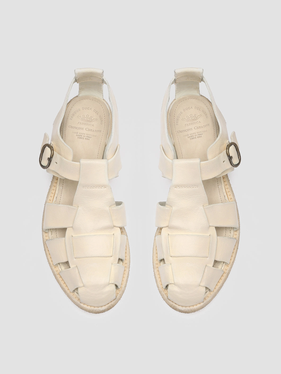LEXIKON 536 - White Leather Sandals T Strap Comfortable all-day wear