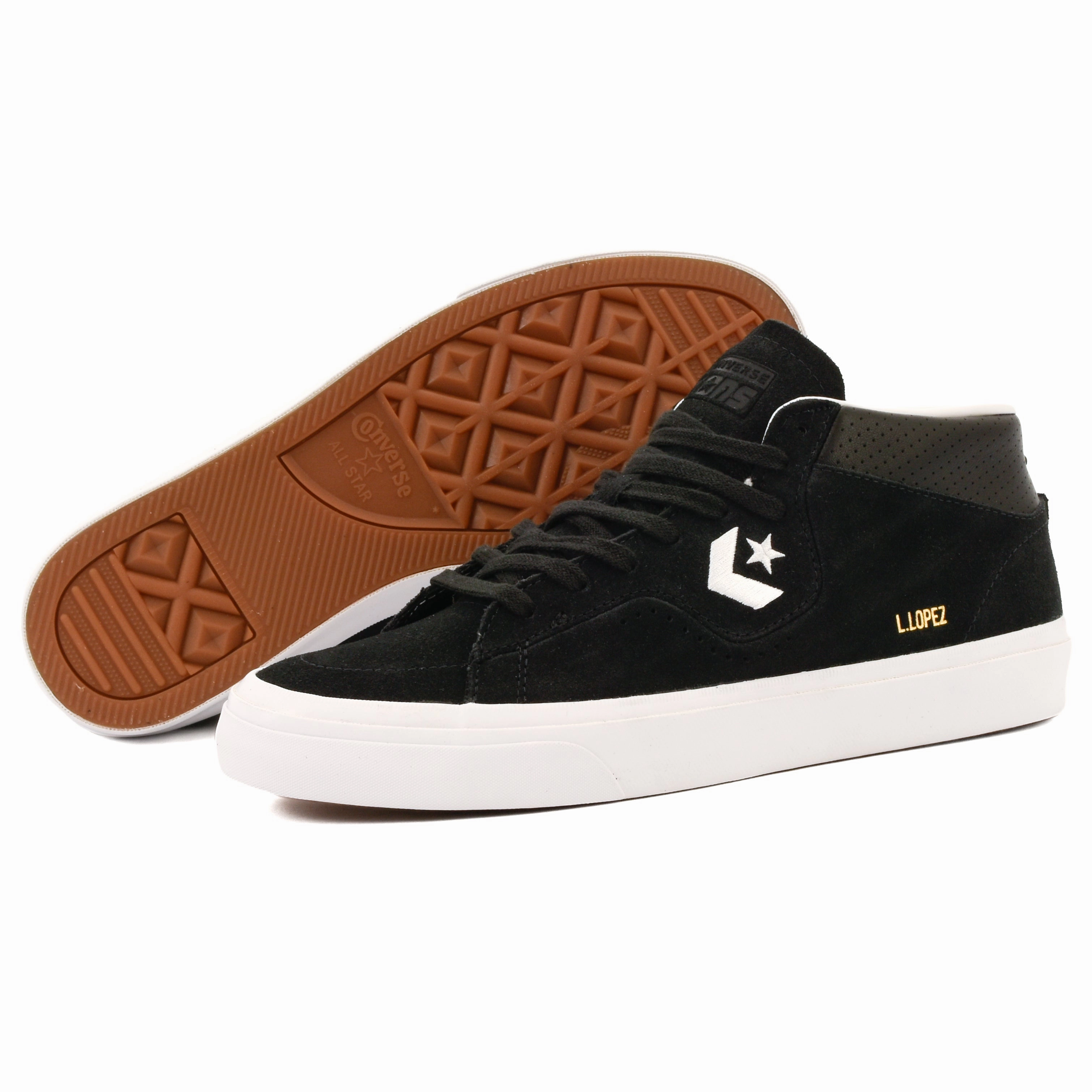 Cons - Louie Lopez Pro Mid (Black/Black/White) *SALE running in cold tracks shoes