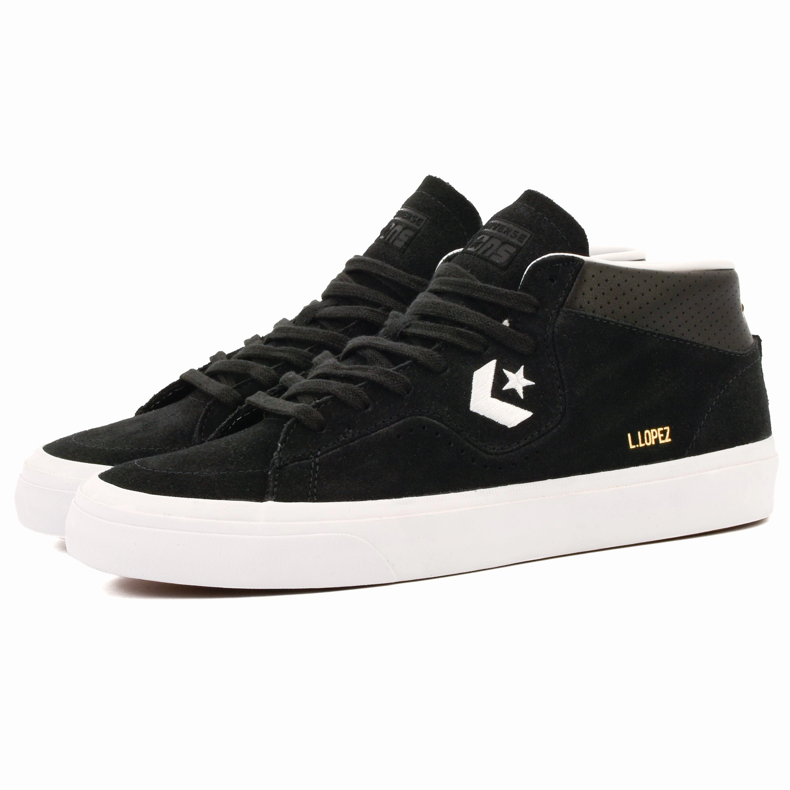 Cons - Louie Lopez Pro Mid (Black/Black/White) *SALE removable - insole - feature shoes Simple Designs