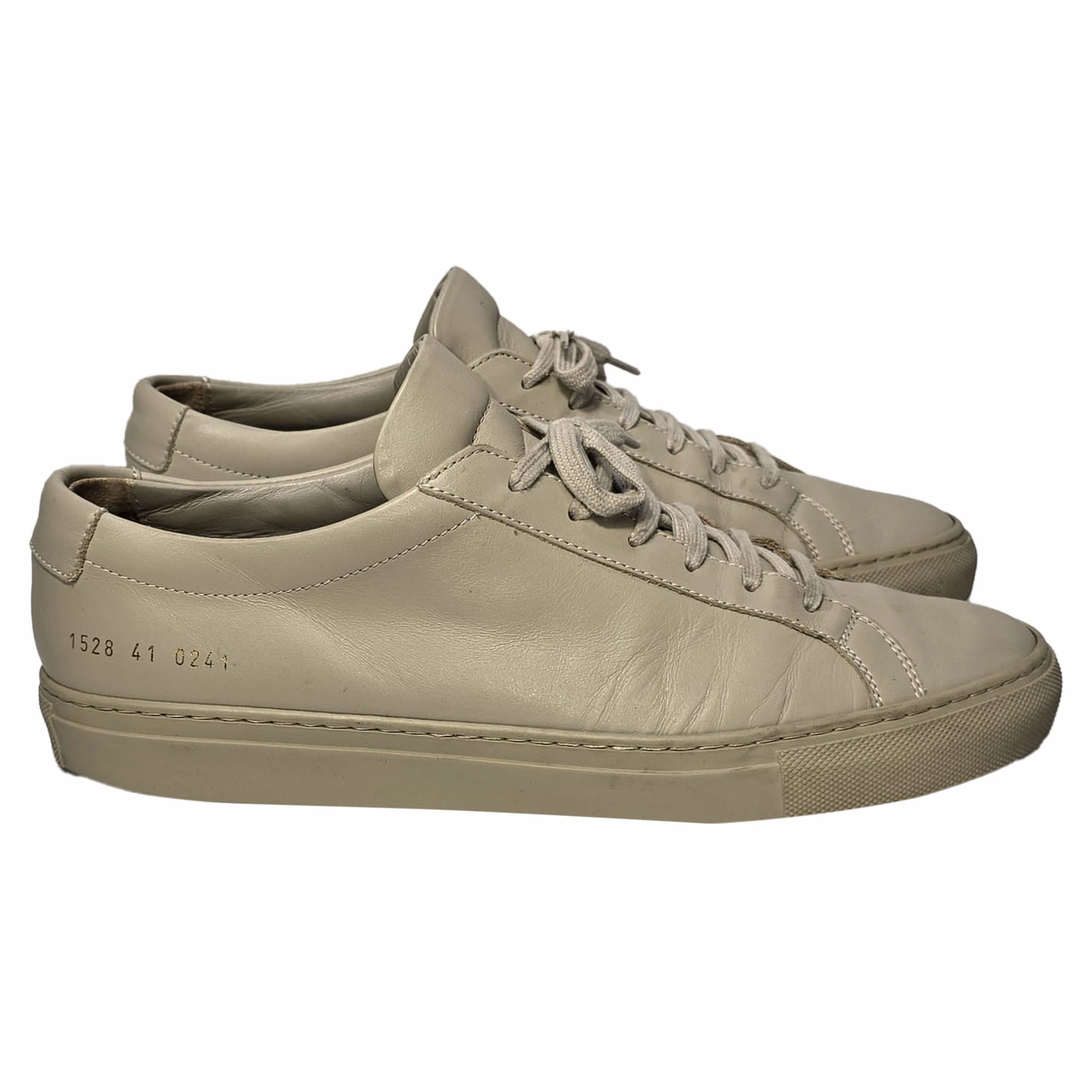 Common Projects Original Achilles Low-Top Sneakers in Beige Leather Heel counter