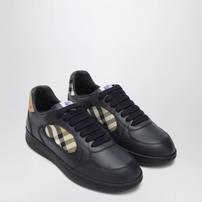 endurance equipment running in a temperate area Burberry Men's Indigo blue Leather And Check Sneaker Terrace