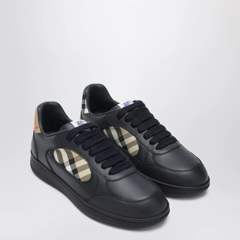 Low Top Design indoor activities Burberry Men's Indigo blue Leather And Check Sneaker Terrace