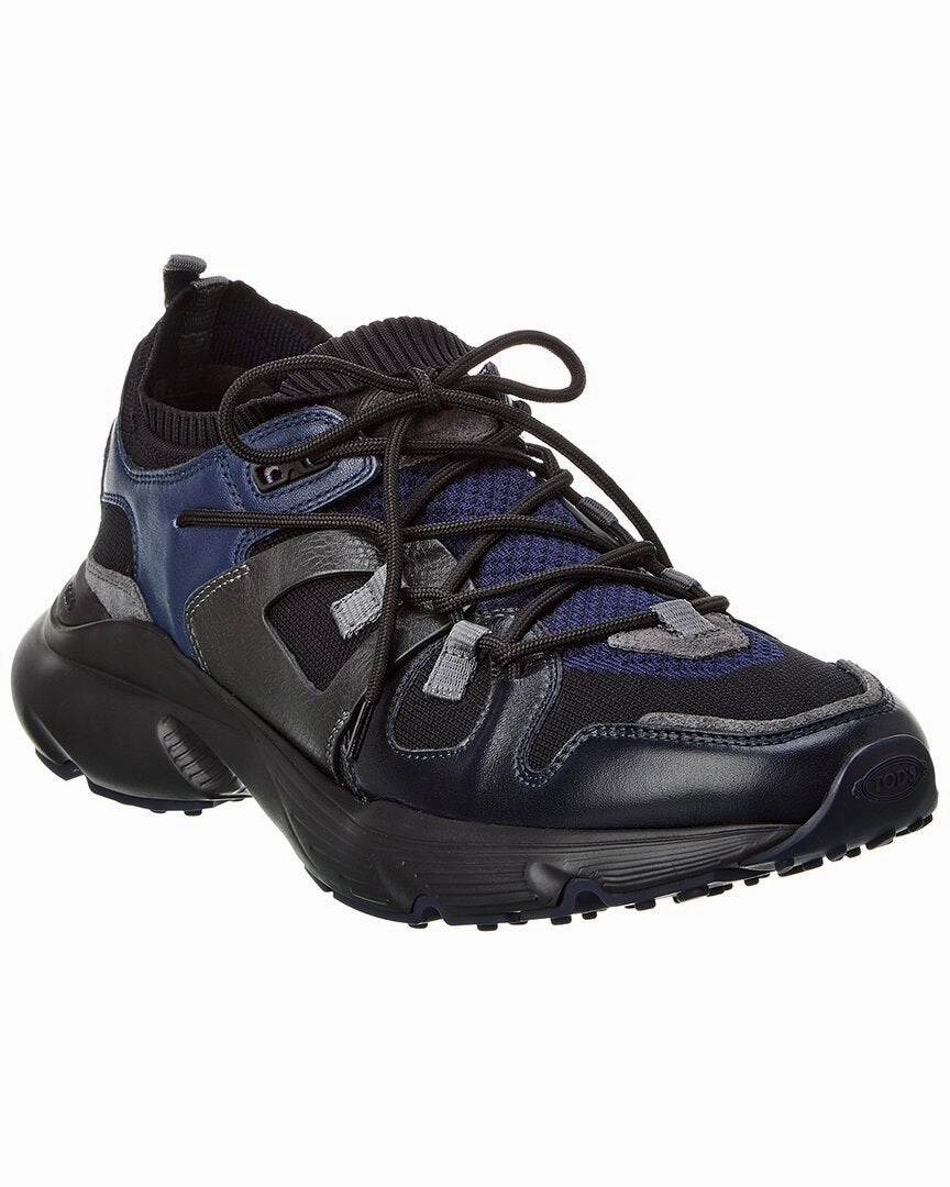 TOD??s Leather & Knit Sneaker running in a sidewalk area shoes