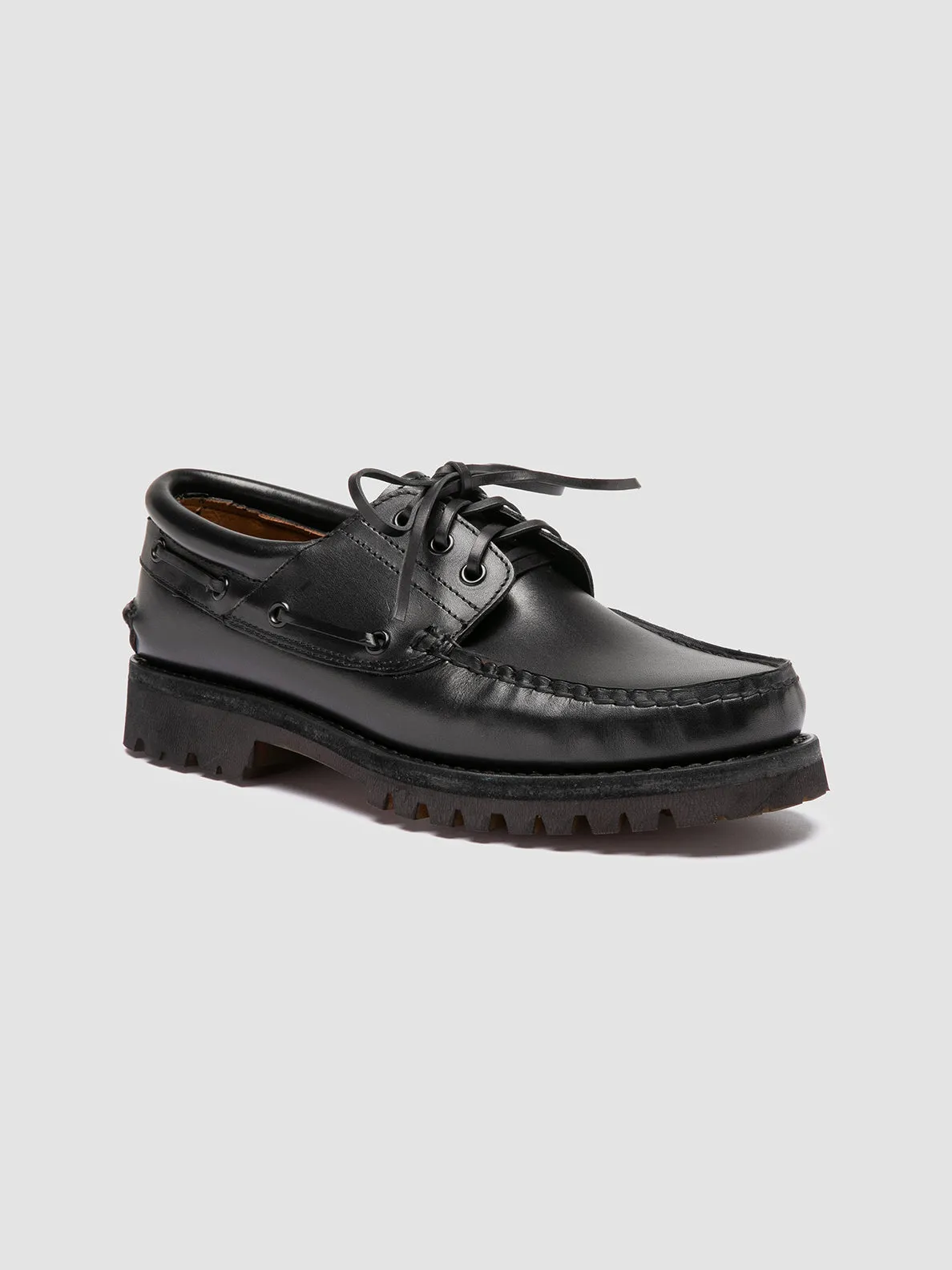 HERITAGE FLEXI 001 - Black Leather Boat Shoes Essential Layer Executive Style