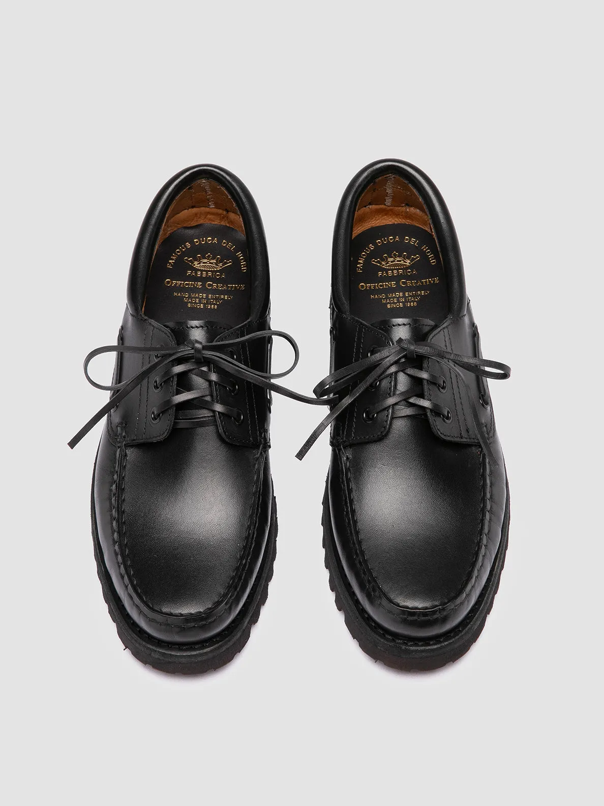 HERITAGE FLEXI 001 - Black Leather Boat Shoes Stain Proof Fashionable