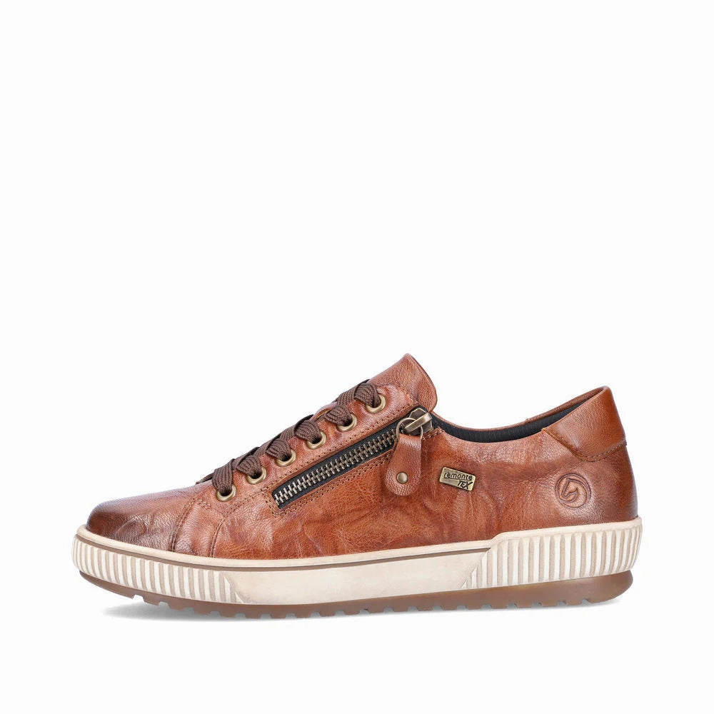 Remonte Women's Maditta 00 Waterproof Sneaker in Cuoio Tan Breath Zones