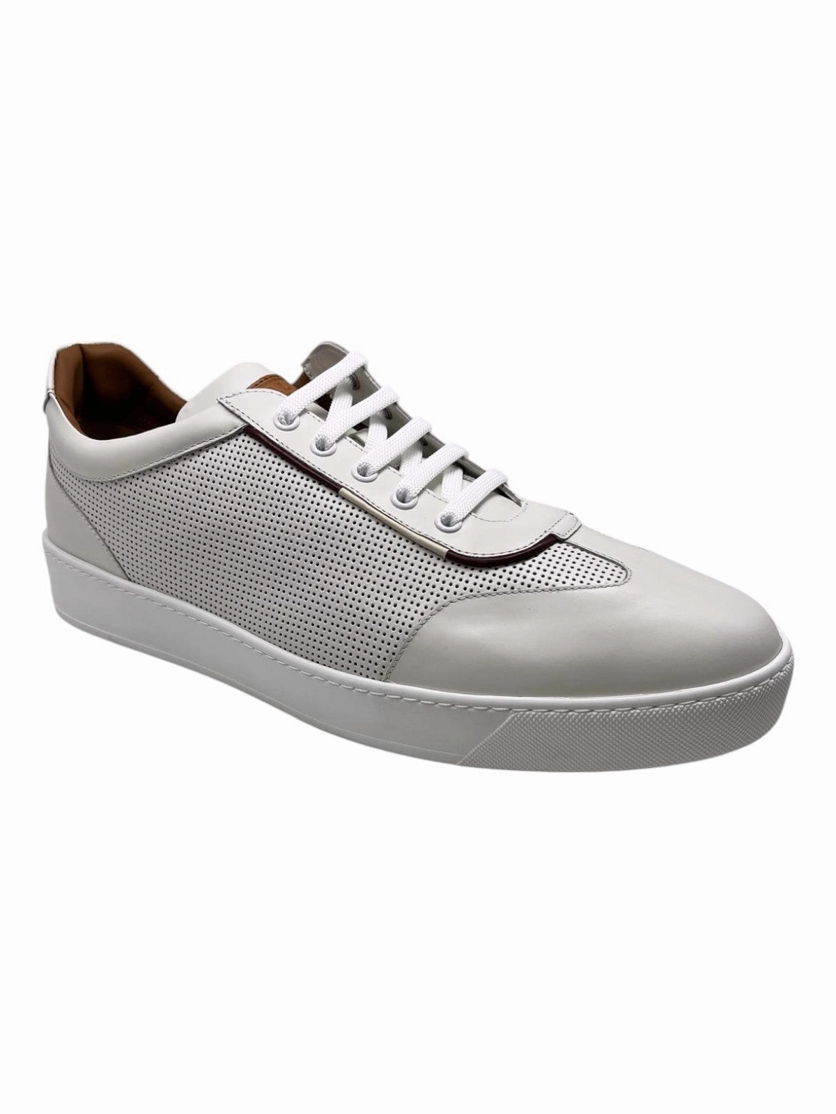 Comfortable Fit Around Heel Bally Baxley 6233852 Men's White Calf Perforated Sneakers