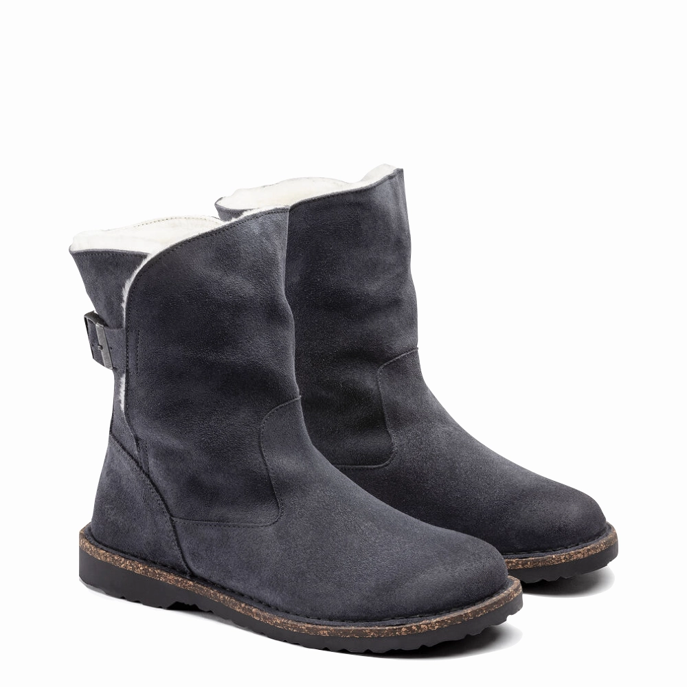 Birkenstock Uppsala Shearling Suede Leather Pull On Boot in Graphite Throw Hike