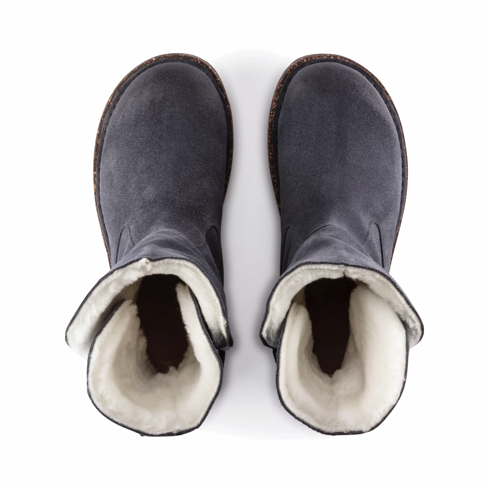 Birkenstock Uppsala Shearling Suede Leather Pull On Boot in Graphite Valley Run Stride Light