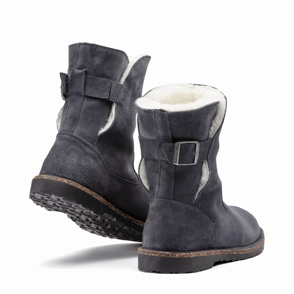 Roll Hike Padded Touch Birkenstock Uppsala Shearling Suede Leather Pull On Boot in Graphite