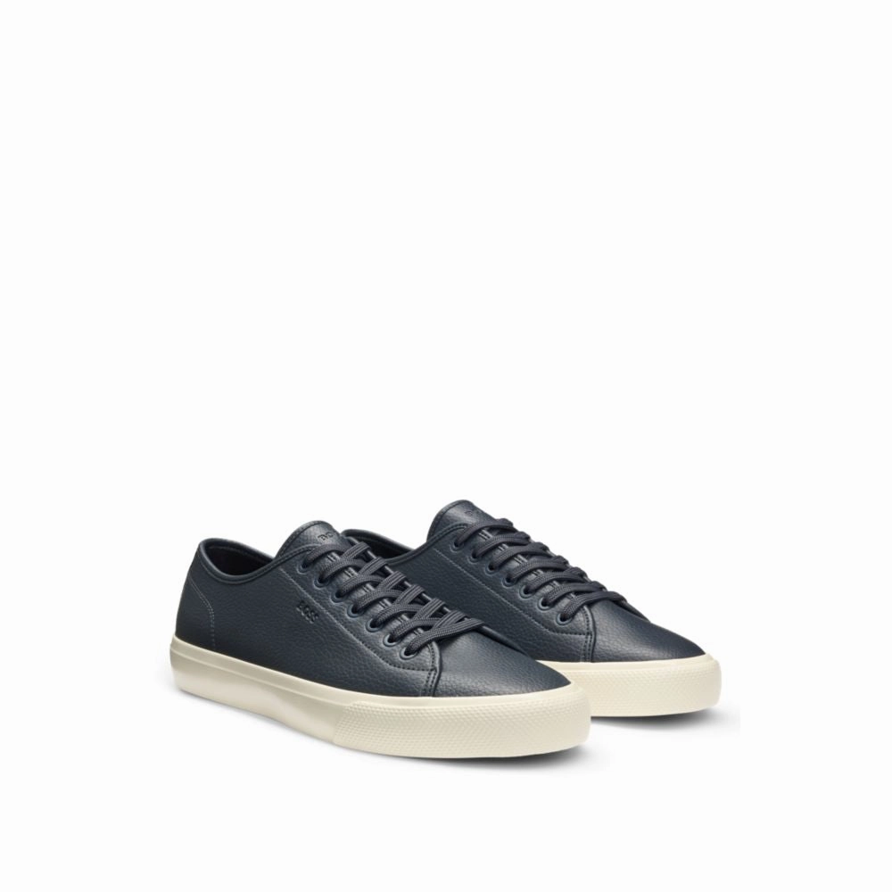 Low-top trainers in grained faux leather park shiny shoes