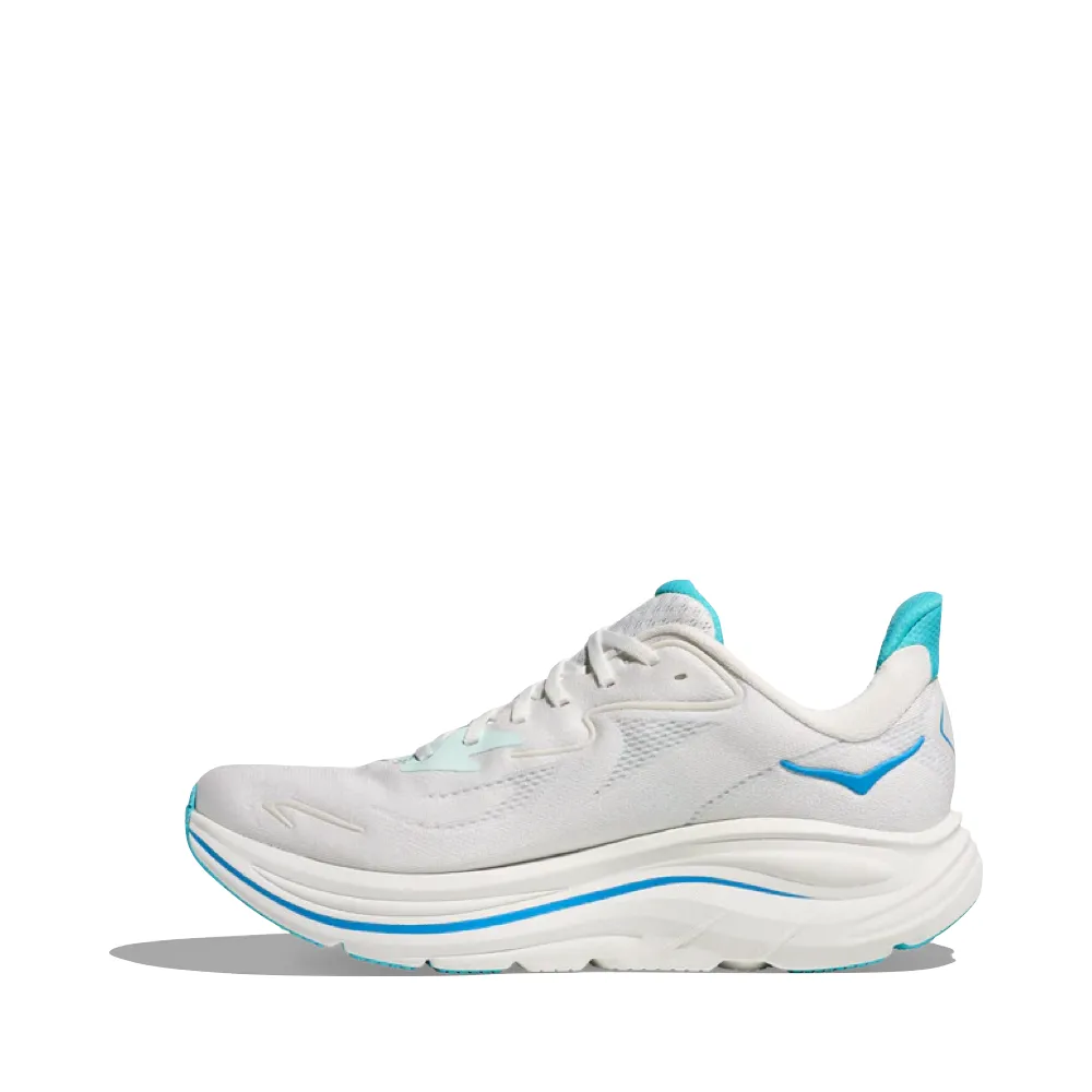 Hoka Men's Clifton 10 Sneaker in White/Skyward Blue Casual runner