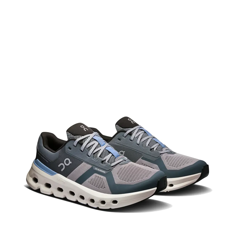 On Men's Cloudrunner 2 Sneaker in Alloy/Chambray Trendy Wear High Cushion