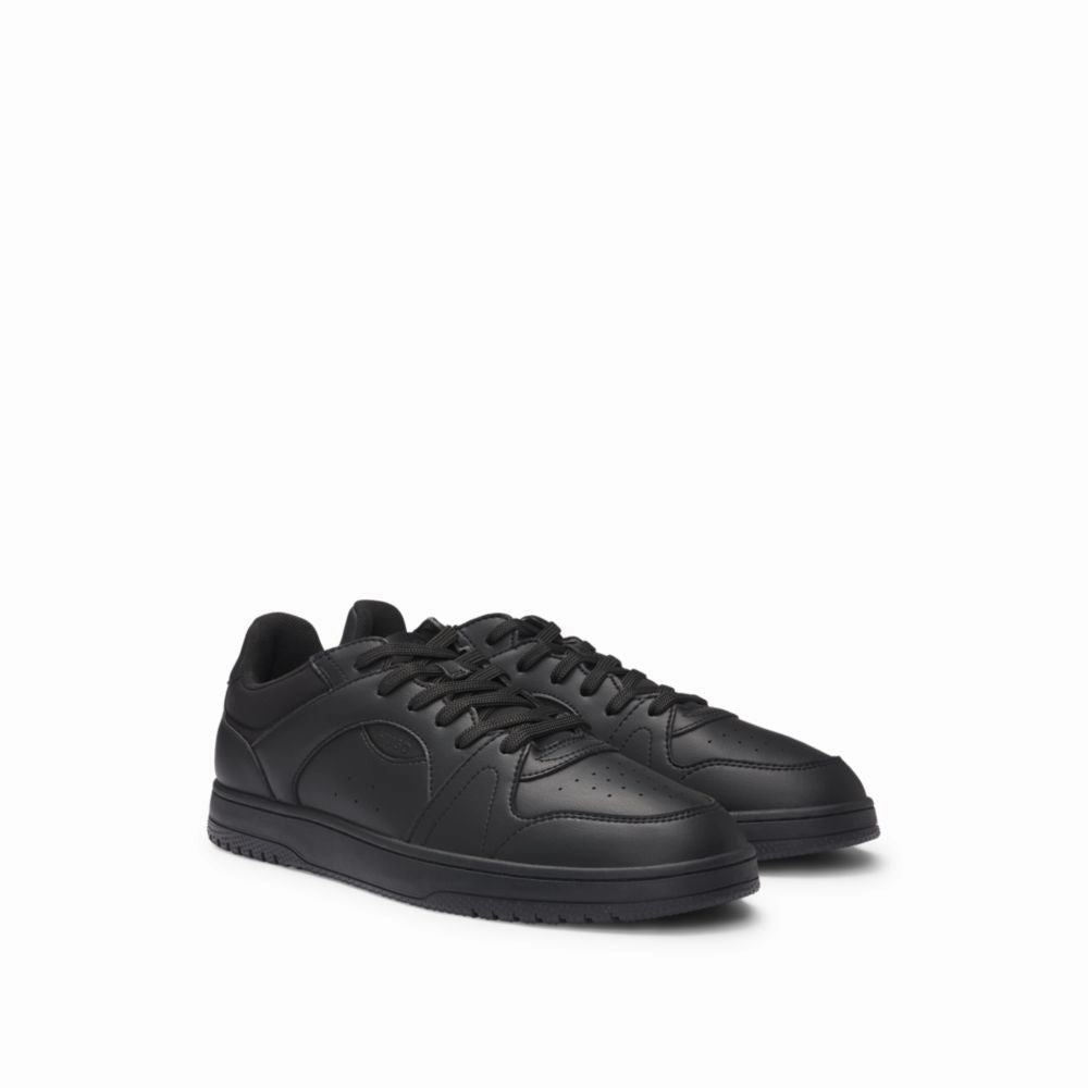 Faux-leather lace-up trainers with logo details supportive upper shoes