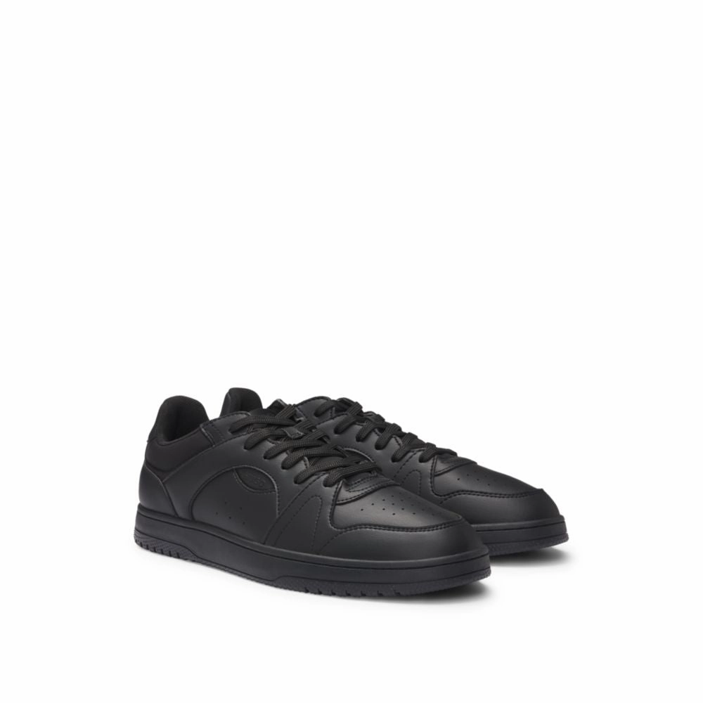 Faux-leather lace-up trainers with logo details speed training running option youth shoe appearance