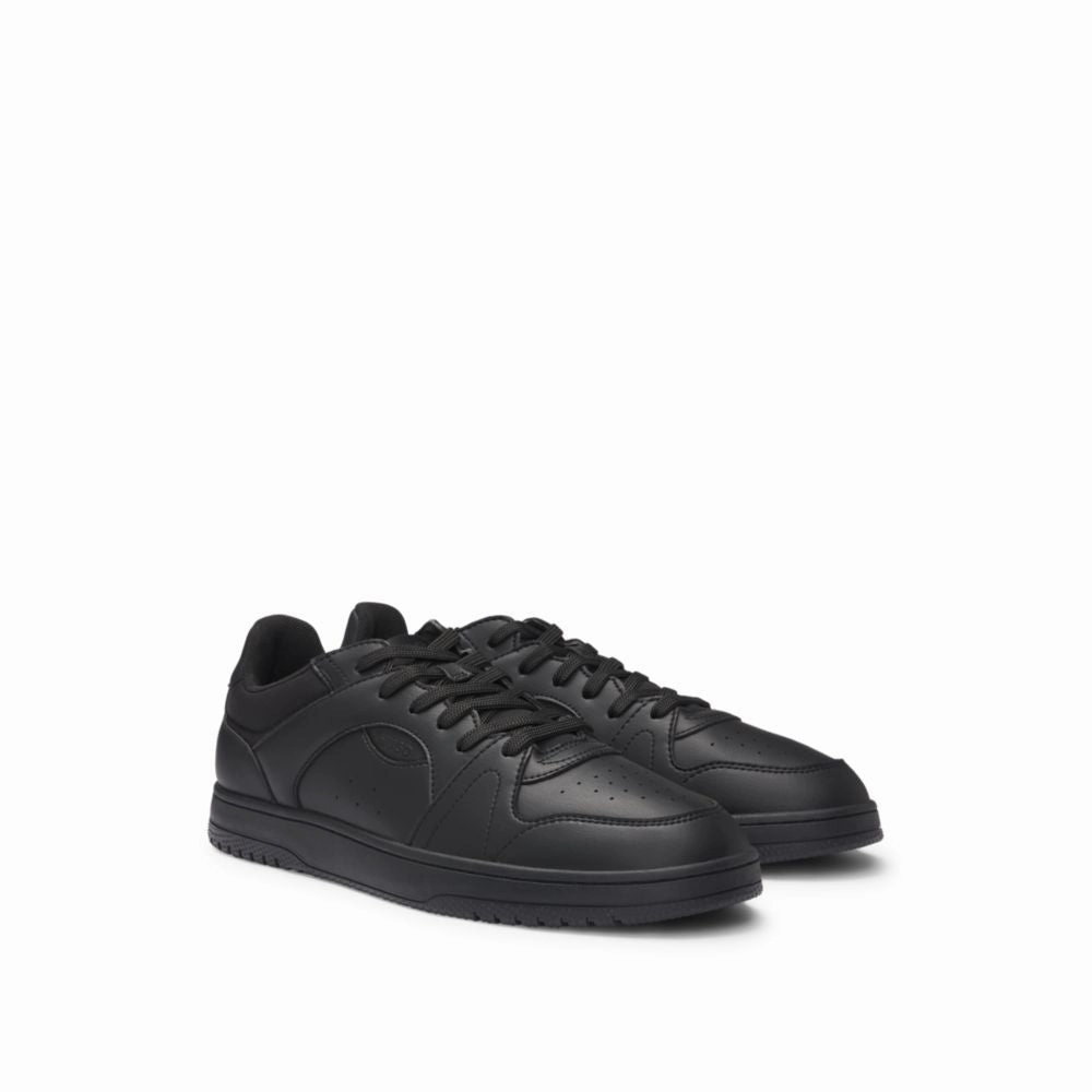 Faux-leather lace-up trainers with logo details Trail Fitness stain - resistant shoe feature