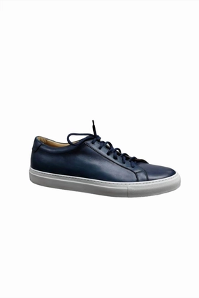 Giant pattern consistent - quality Men Leather Low-Top Sneakers In Blue