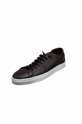 Men Leather Low-Top Sneakers In Brown fashion molded footbed shoes