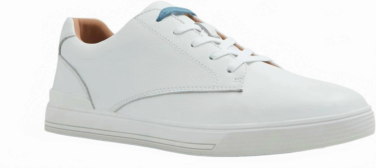 futuristic running option Men's Brentford Sneaker, White Leather Lace Up Shoes