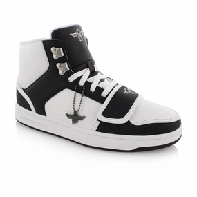 Knit Upper Men's Cesario High Xxi Sneakers In White/black