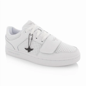 Men's Cesario Low Sneakers In White Canvas Upper
